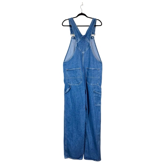 HISEA Bib Overalls Mens 34X32 Blue Denim Carpenter Hammer Loop Workwear Utility - Picture 4 of 14